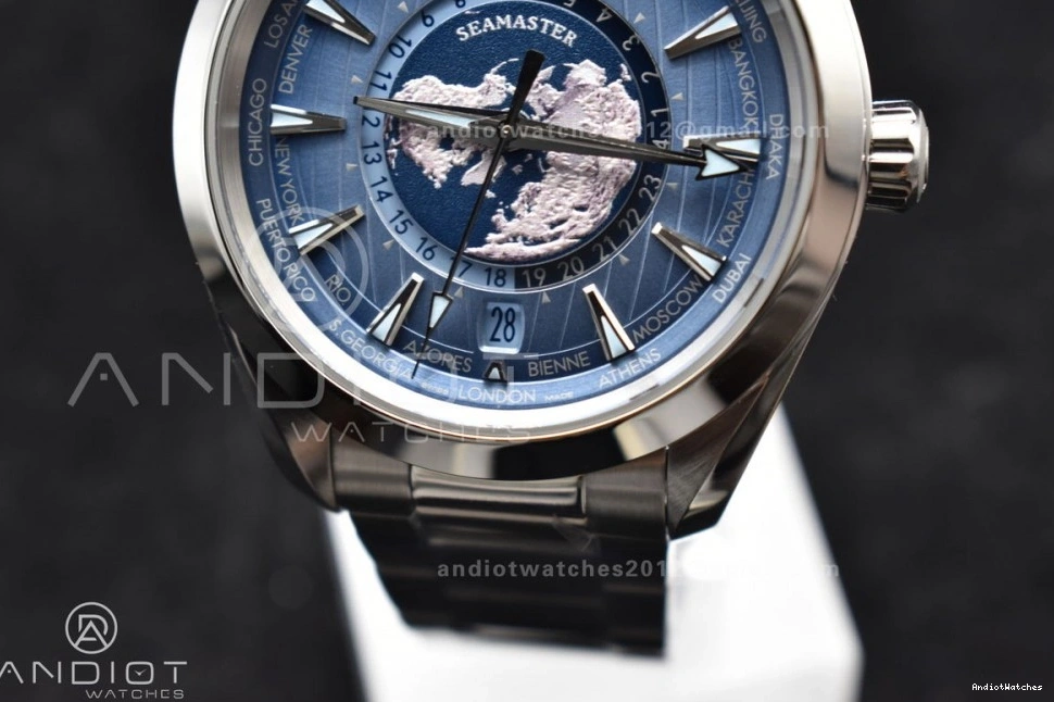 1:1 Stainless On 518 Edition Bracelet Terra Worldtimer GMT VSF Clone UrbanStyle Super Summer Dial A8938 43mm Best Blue Aqua 0217